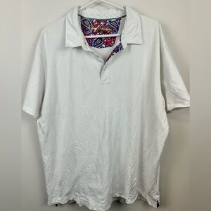 Robert Graham Skull Logo Polo Shirt White Cotton Extra Large